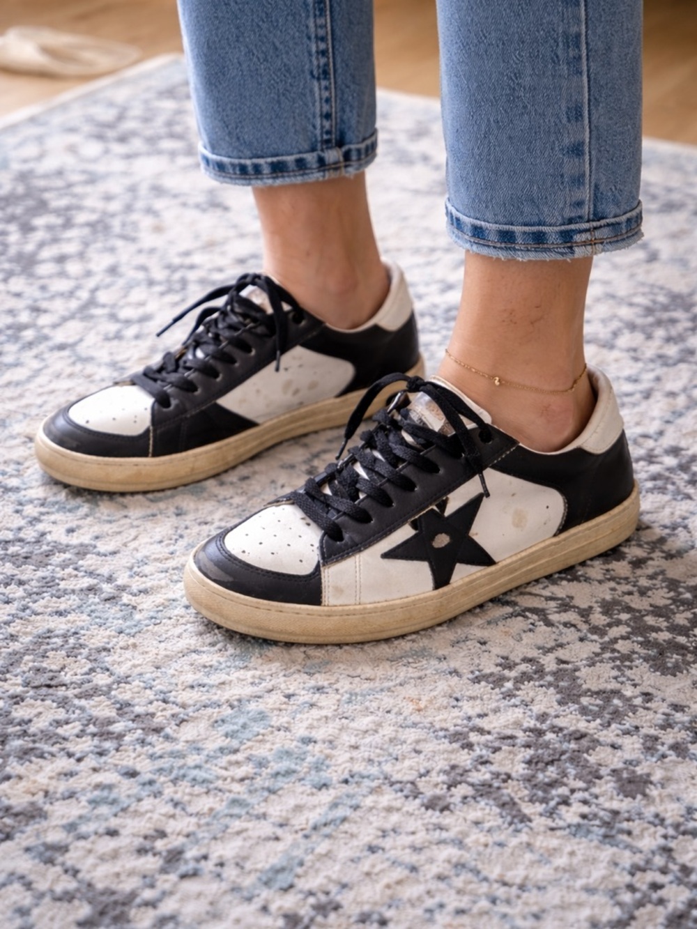 Golden Goose Black & White Star Accent Low-Top Sneakers